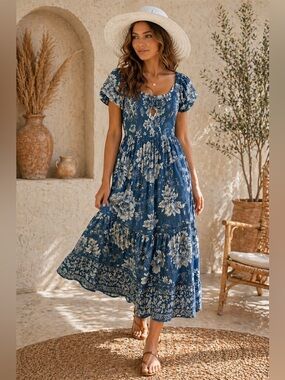White And Blue White Angie Floral Dress for Sale up to 90% Off: Poshmark